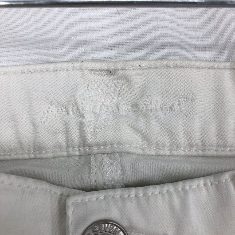 7 For All Mankind Cuffed Bermuda 9” White 5 Pocket Chino Shorts AU8071920 Sz 27 - Picture 3 of 6